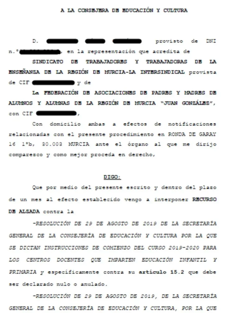 recurso instrucciones de comienzo de curso